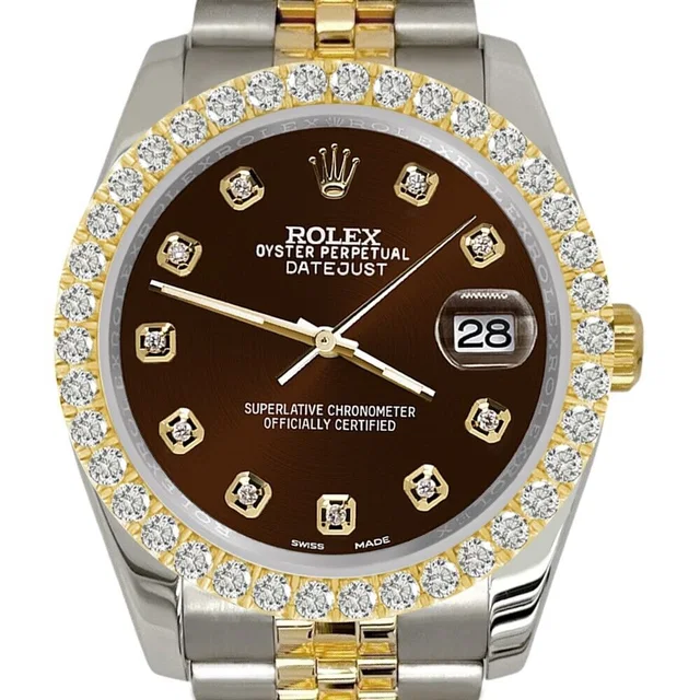 Datejust Diamond Bezel/Chocolate Dial Jubilee Watch | Rolex | Buy at in Brown from Truefacet