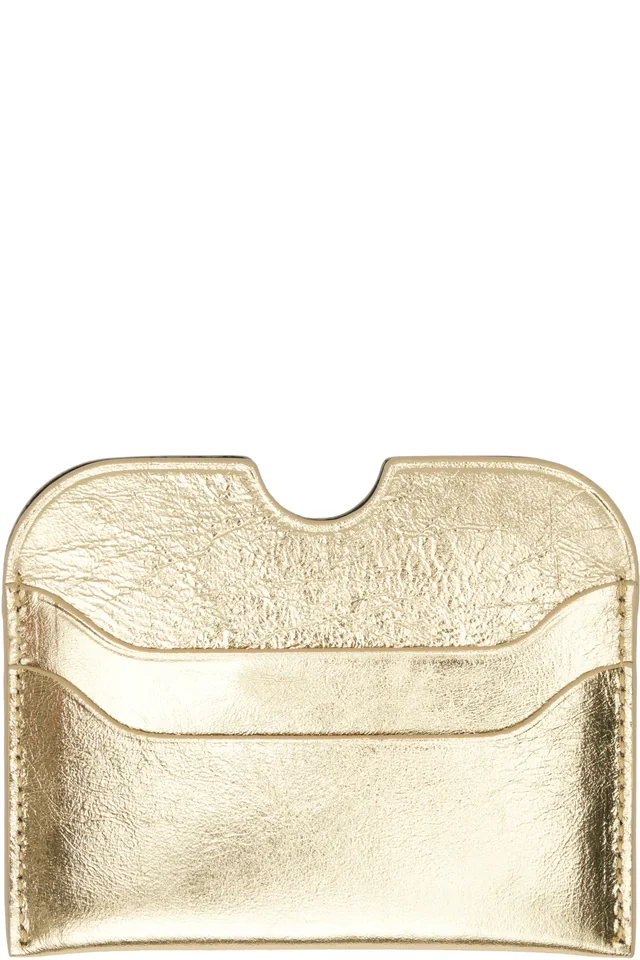 Acne Studios Gold Embossed-Logo Card Holder, photo 2 of 2 from SSENSE