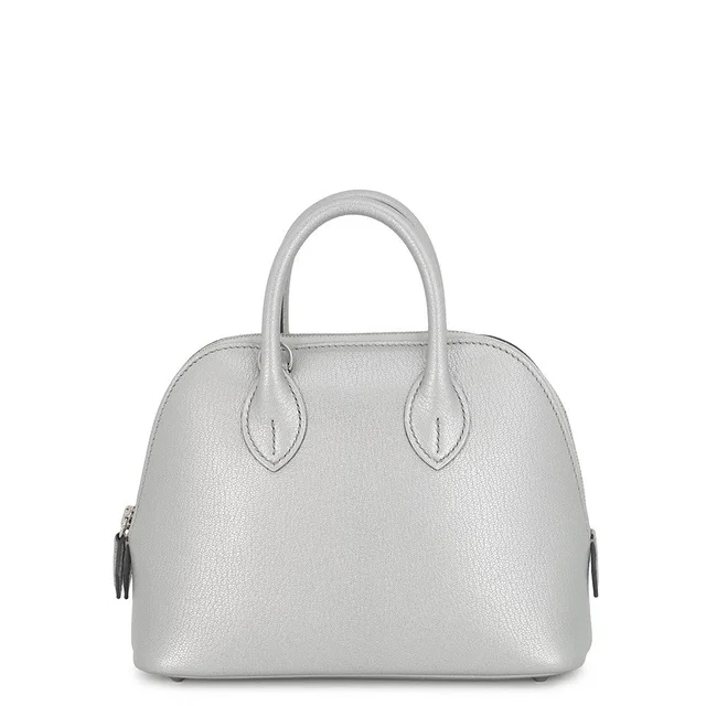 Hermès Bolide 1923 Argent Chevre Shamqila Size Mini in Silver Goatskin from GALLERY RARE