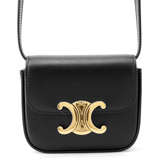 Celine Mini Triomphe Shoulder Bag Black10I513DPV Leather Size Mini in Leather from GALLERY RARE