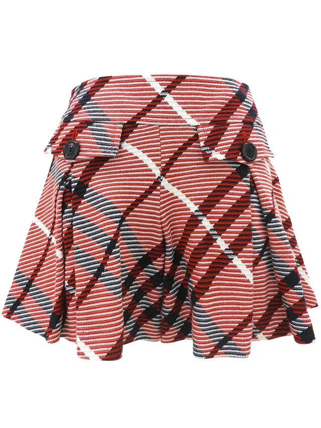 Burberry Checked Pattern Culottes Red/White/Black #38 in Black from VINTAGE QOO TOKYO