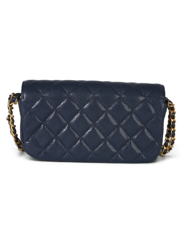 Chanel Navy Caviar Twist Your Buttons Phone Holder in Navy Caviar leather from Season 2 Consign, photo 4 of 9