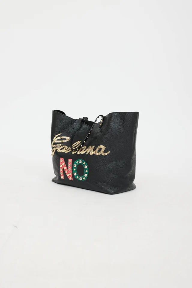 Dolce & Gabbana Leather Beatrice Studded Tote Bag in Leather from VSP Consignment, photo 2 of 2
