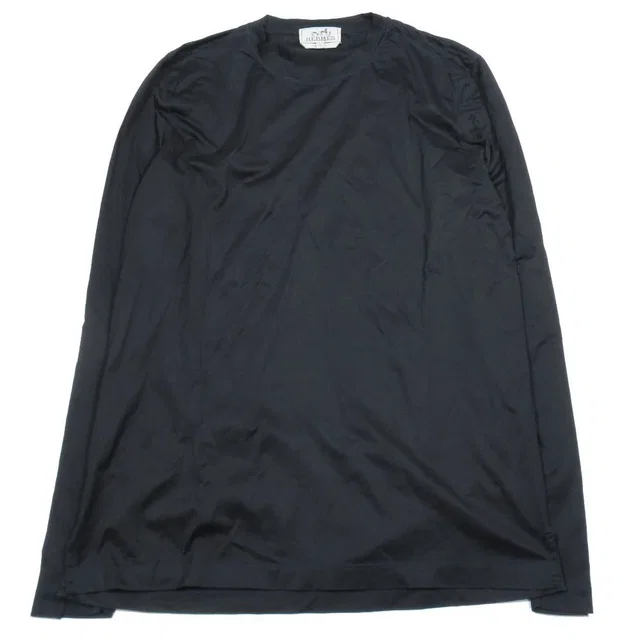 Hermès Blue Stitch Long Sleeve T-Shirt Cotton Long T L Glossy Black in Black from The Reluxe