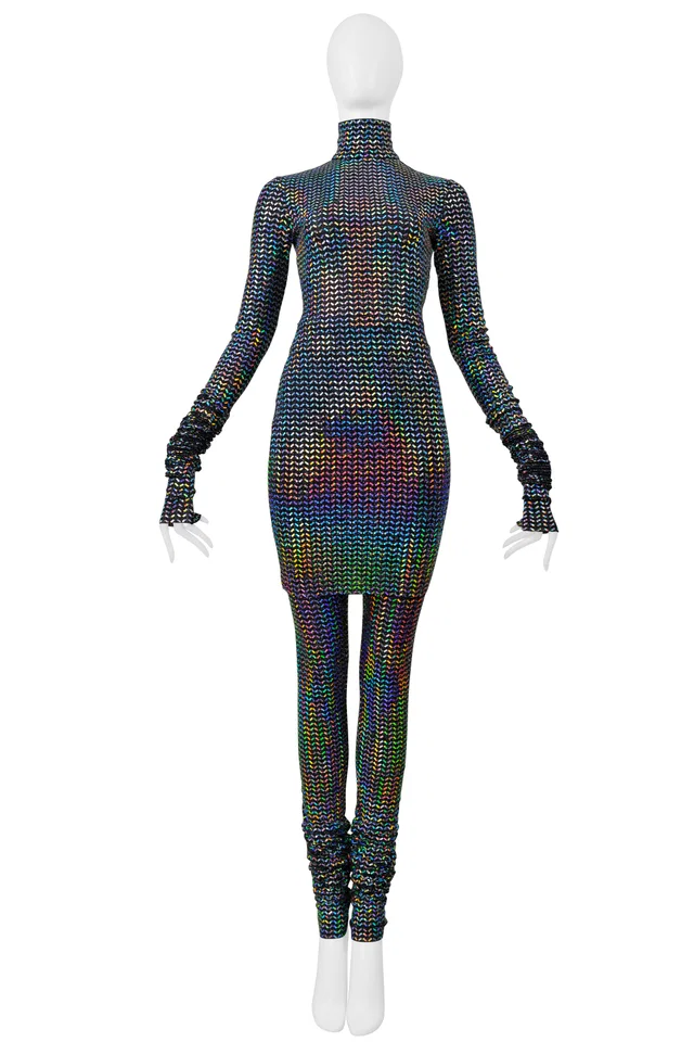 Dolce & Gabbana Long Rainbow Sequin Legging Ensemble 2021 in Nylon from Resurrection Vintage