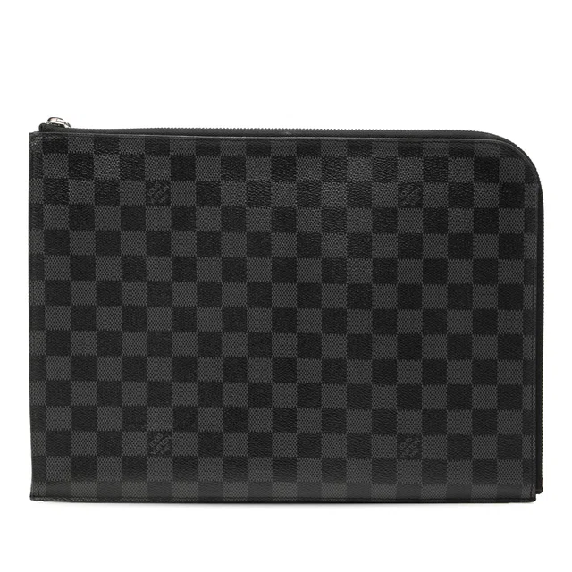 Black Louis Vuitton Damier Graphite Pochette Jour GM Clutch Bag in Black Canvas from Designer Revival