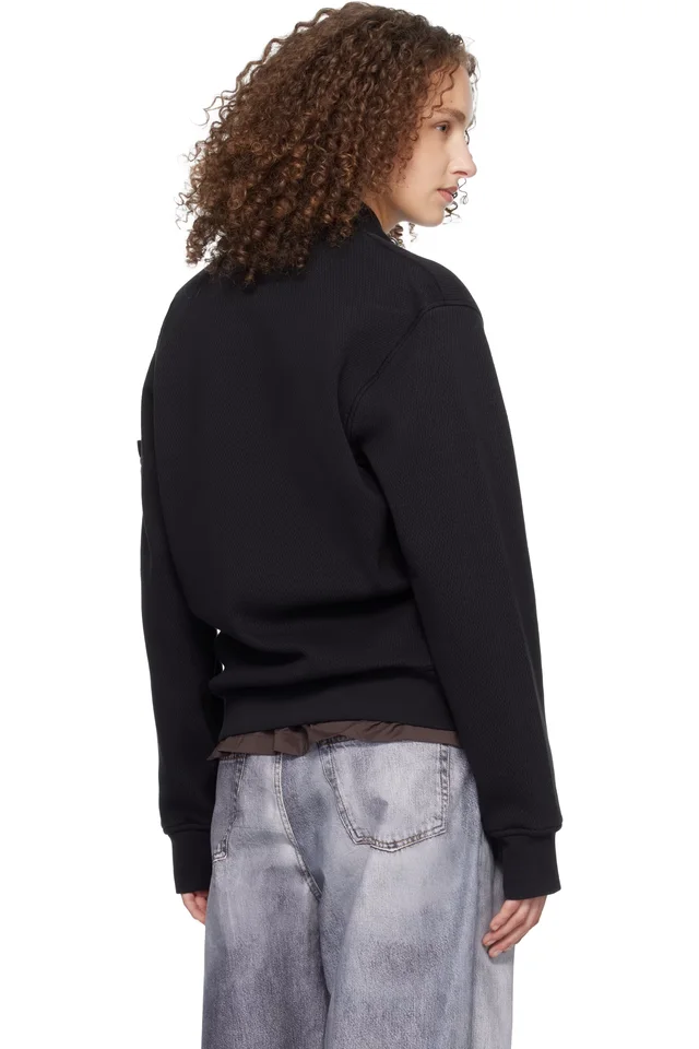 Stone Island Black 6100014 Mesh Stitch Organic Fleece Track Jacket, photo 3 of 5 from SSENSE