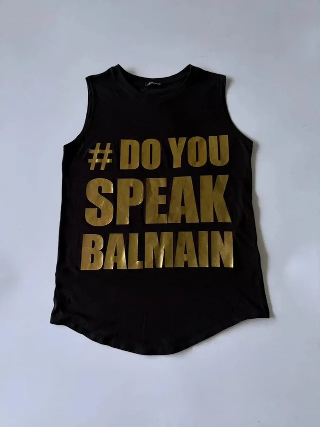 S/ 2015 "Do You Speak Balmain" Tank Top in black from Grailed