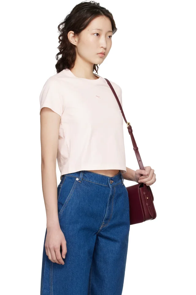 Maison Kitsuné Pink Baby Fox Baby T-shirt, photo 2 of 4 from SSENSE