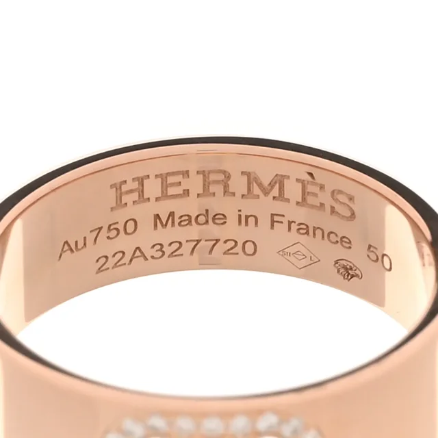 Hermès 18K Rose Gold Diamond PM H D'Ancre Ring 50 5. in Pink from FASHIONPHILE, photo 4 of 4