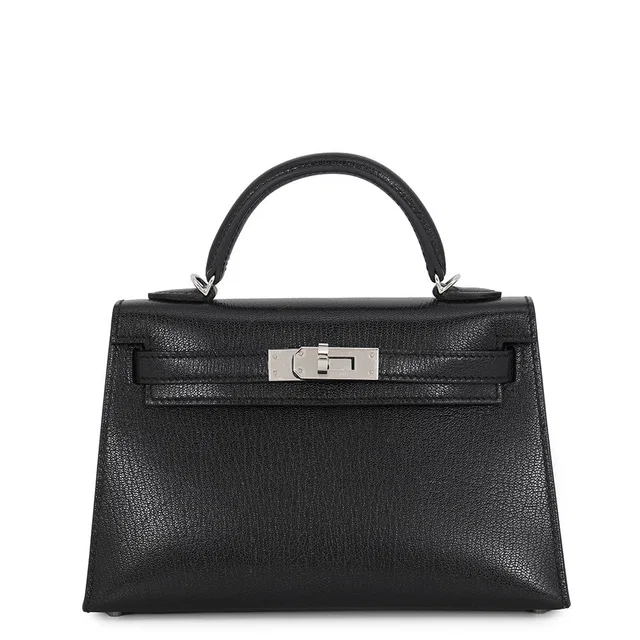 Hermès Mini Kelly 2 Black Chevre Myzore Goatskin Size Mini in Black Goatskin from GALLERY RARE