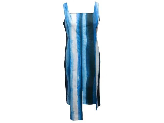 Blue Marni Watercolor Striped Sleeveless Dress Size US M in Blue from Designer Revival