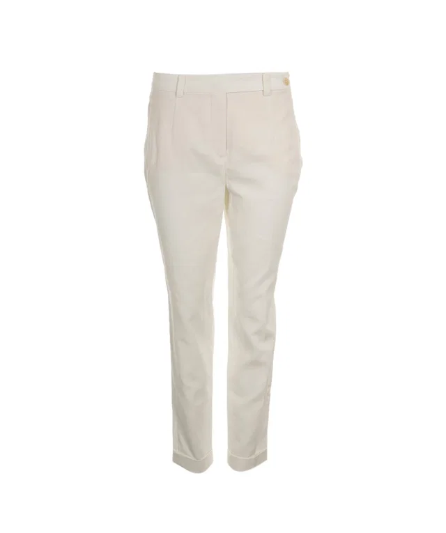 Loro Piana white tailored fold hem trousers in White from Luxury Promise
