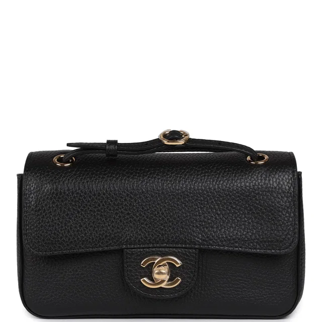 Chanel Mini "Souplissimo" Flap Bag Black Grained Calfskin Gold Hardware in Black Caviar leather from Madison Avenue Couture