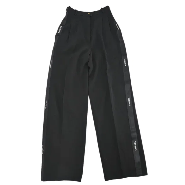 Chanel Long Pants Black in Black Wool from AMORE Vintage Tokyo