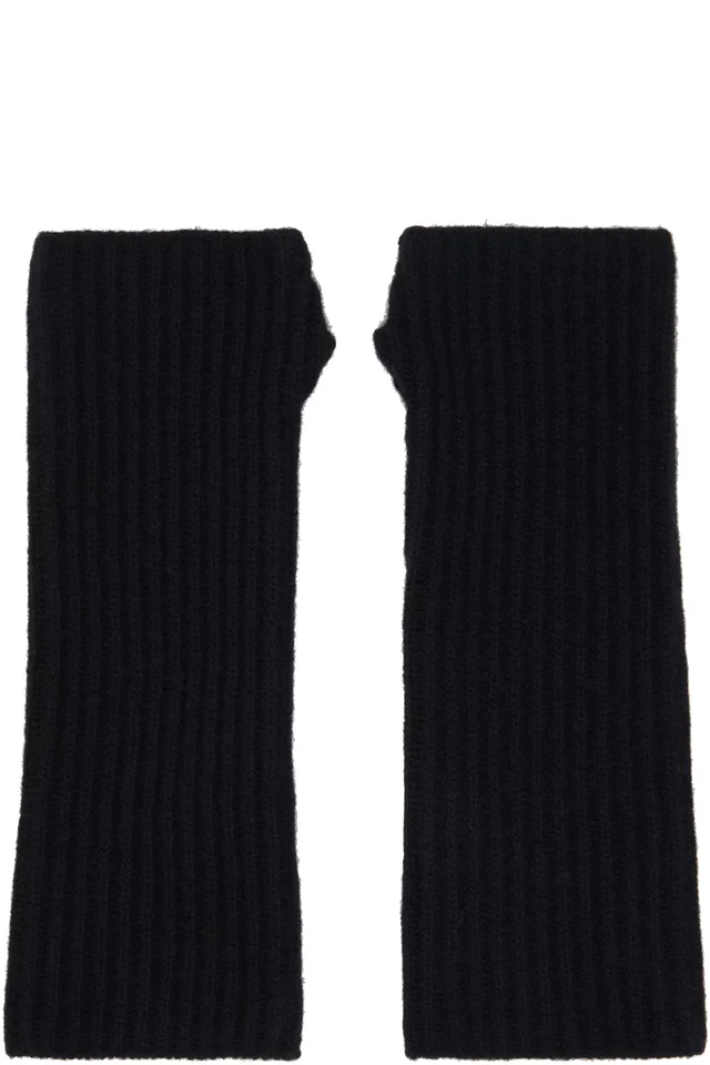 MM6 Maison Margiela Black Fisherman Knit Arm Warmers, photo 2 of 3 from SSENSE
