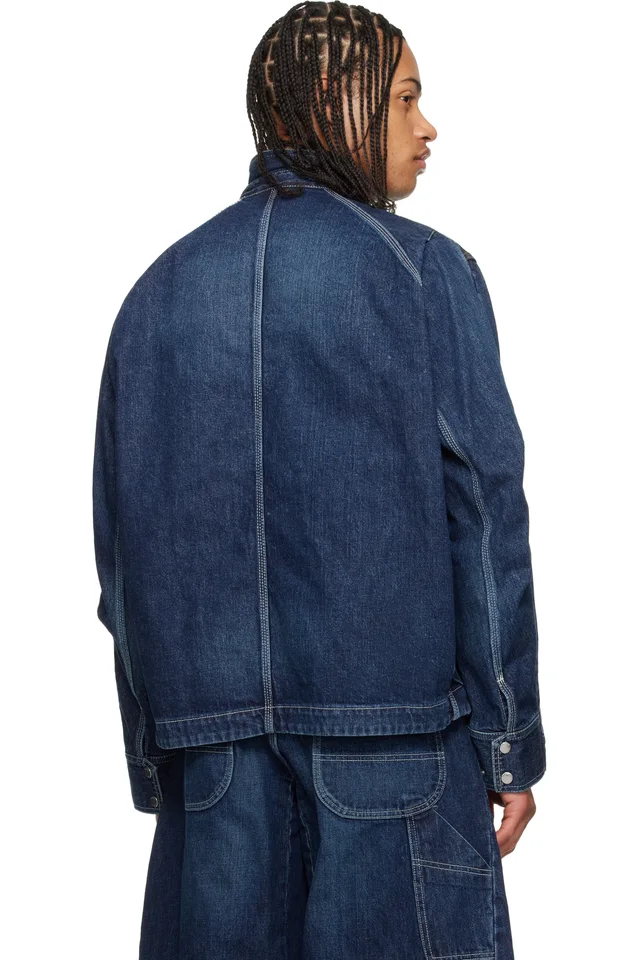 sacai Blue Faded Denim Jacket, photo 3 of 4 from SSENSE