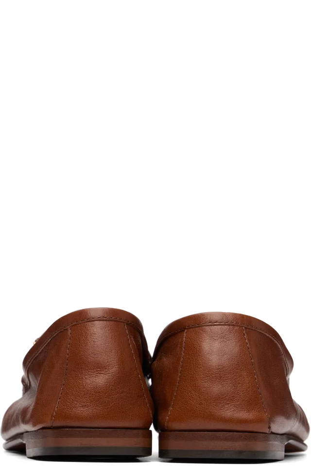 Versace Tan Guanto Leather Loafers, photo 2 of 5 from SSENSE