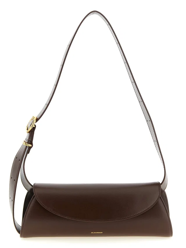 Jil Sander Cannolo Shoulder Bag — Brown Smooth Calf Leather in Brown Calfskin from HEWI