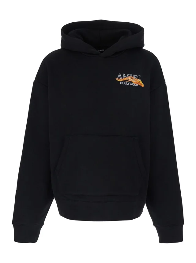 Amiri Hooded Sweatshirt with Fixed Hood and Lettering Logo on Front and Back in Black Cotton for Men in Black 100% Cotton from Gaudenzi Boutique, photo 1 of 1