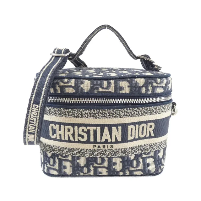 DIOR Oblique DIOR Travel Small Vanity S5529VRIW Bag in M928/BLUE / SILVER metal fittings canvas from KOMEHYO