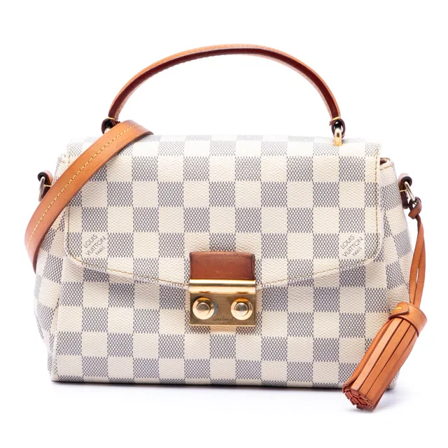 White Louis Vuitton Damier Azur Croisette Satchel in White Canvas from Designer Revival