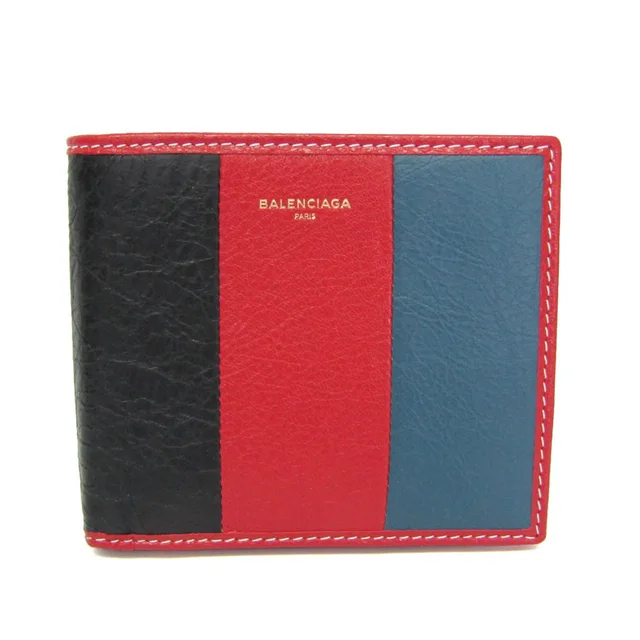 Balenciaga Bazar 486461 Women,Men Leather Wallet (bi-fold) Black,Blue,Red Color in Black/Blue/Red color Leather from Elady