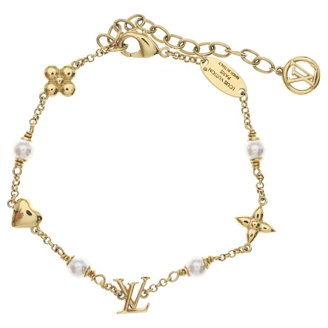 Louis Vuitton Heart Motif Pearl Bracelet Gold in Gold from The Reluxe