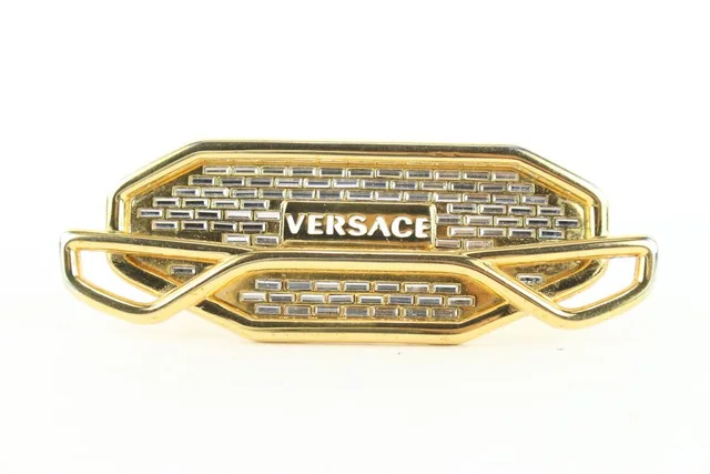 Versace Gold Brass Double Ring Name Plate Knuckles in Gold from Bagriculture