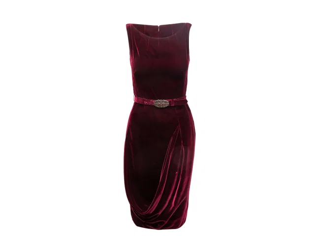 Burgundy Alexander McQueen Velvet Belted Dress Size IT 40 in Burgundy Velvet from Designer Revival, photo 1 of 1