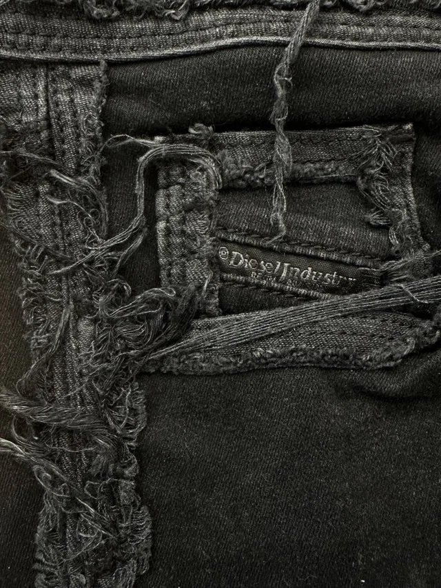 Diesel Distressed Denim With Metal Logo Plate in black Denim from Poshmark