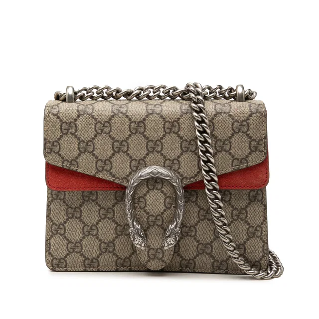 Beige Gucci Small GG Supreme Dionysus Crossbody in Beige Suede from Designer Revival