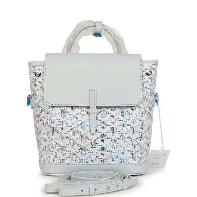Goyard Goyardine Canvas Polar Blue Mini Alpin Backpack Palladium Hardware in Blue Canvas from Madison Avenue Couture