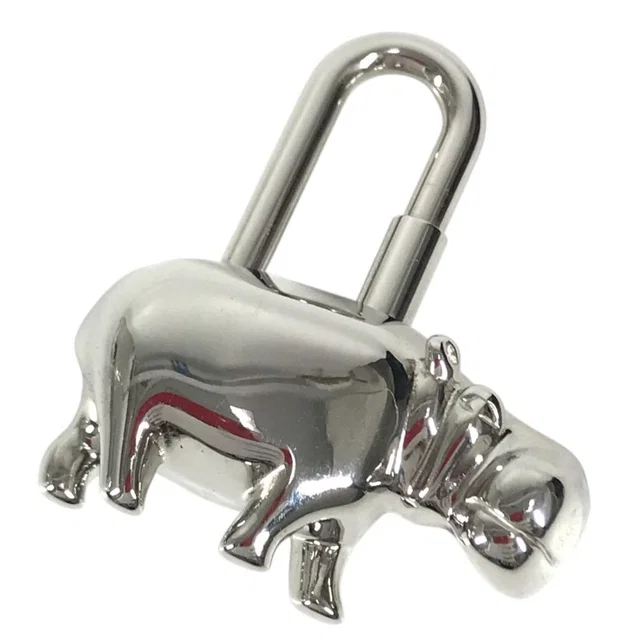Hermès Charm Hippopotamus Cabas Metal Silver Keychain in Silver from The Reluxe