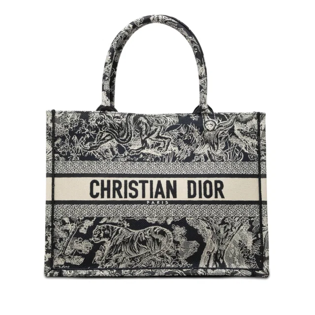 Blue Dior Medium Canvas Embroidered Dioriviera Toile De Jouy Book Tote in Blue Canvas from Designer Revival