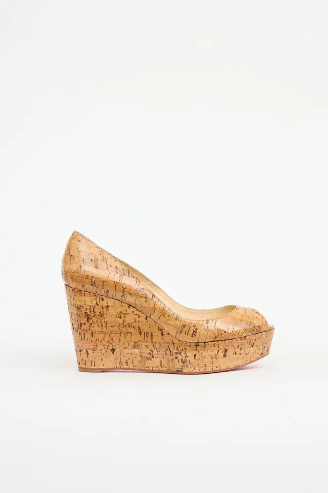 Christian Louboutin Cork Lucido Une Plume Wedge in Patent leather from VSP Consignment