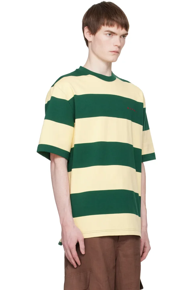 Marni Green & Yellow Maxi-Stripe Cotton T-shirt, photo 2 of 4 from SSENSE