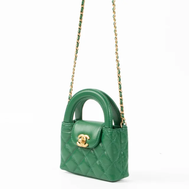 Chanel Green Shiny Calfskin Nano Kelly Micro Shopping Bag in Green Calfskin from Labellov, photo 3 of 6