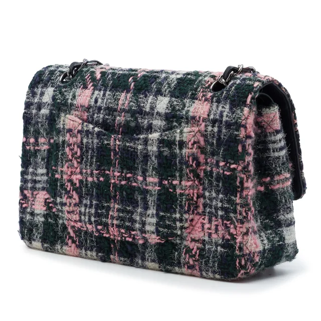 Green Chanel Medium Classic Tweed Double Flap Shoulder Bag in Green Tweed from Designer Revival, photo 2 of 2