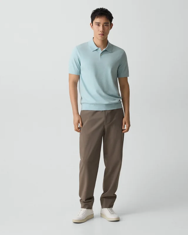 Theory Soris Polo Shirt in Light Bilen in LIGHT OCEAN AIR 62% Viscose, 38% Polyester; Exclusive Of Elastic, photo 5 of 12 from Theory