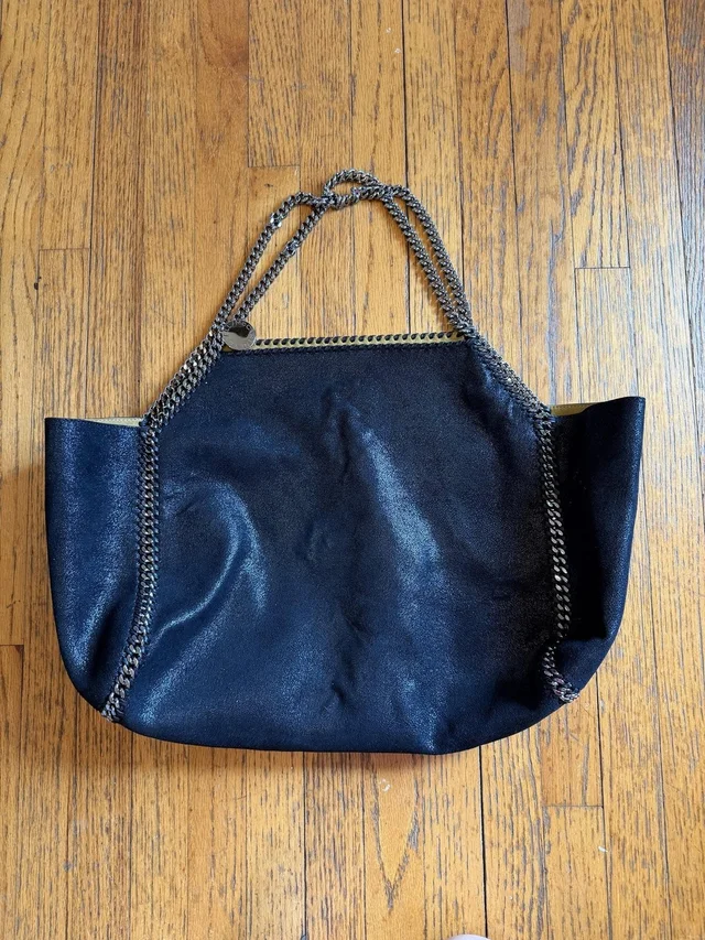 Stella McCartney Falabella Tote Bag Womens Large Black Faux Leather Chain Pouch in black Leather from Poshmark