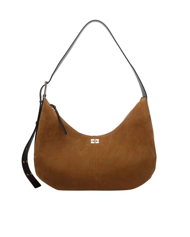 GANNI Recycled Leather Hobo Bag — Brown Polyester in Brown Leather from HEWI