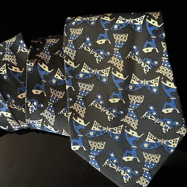 Giorgio Armani Silk Blue Gray Bowties Bows Mid Century Mod Modernist Retro in blue|gray Silk from Poshmark