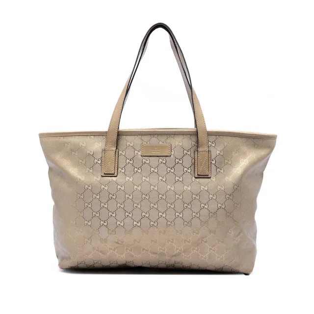 Gold Gucci Medium GG Imprime Tote in Gold Coated canvas from Designer Revival