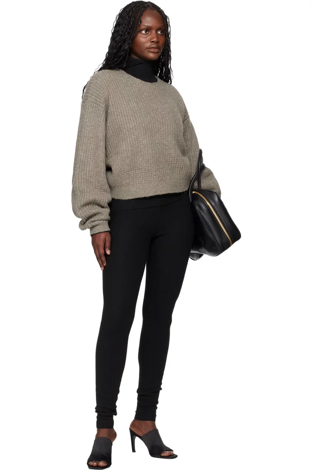Fear of God ESSENTIALS Brown Holiday Heavy Waffle 90s Crewneck Sweater, photo 4 of 4 from SSENSE