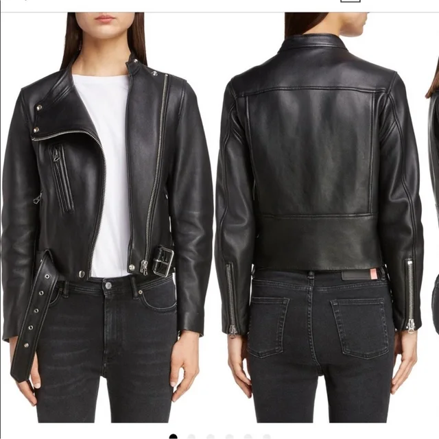 Acne Studios Lewis Asymmetric Leather Jacket in black Leather from Poshmark