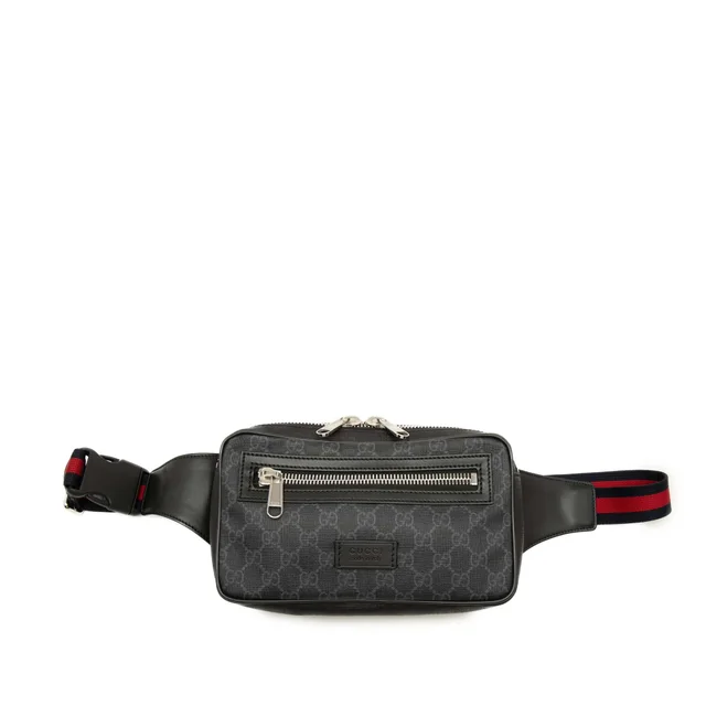 Black Gucci GG Supreme Web Night Courrier Belt Bag in Black Coated canvas from Designer Revival, photo 1 of 1
