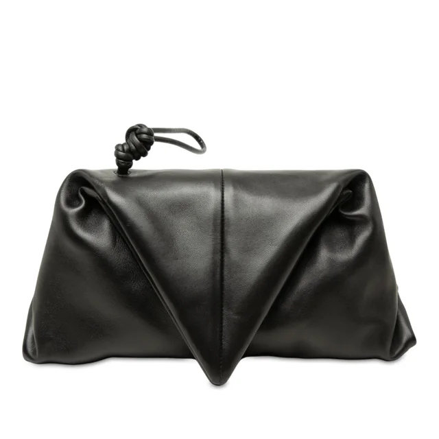 Black Bottega Veneta Lambskin Trine Fold Over Clutch in Black Lambskin from Designer Revival, photo 1 of 1