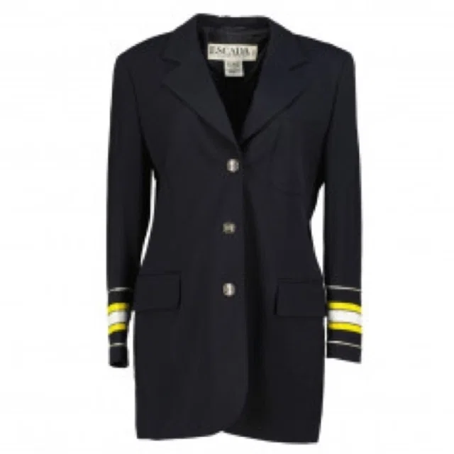 Escada By Margaretha Ley Vintage 80s Nautical Wool Blazer Sequin Cuffs Black in black|yellow Wool from Poshmark