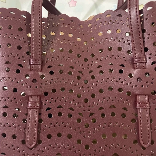 Alaïa Alaa Laser-Cut Tote Bag In Wine in red from Poshmark, photo 3 of 15
